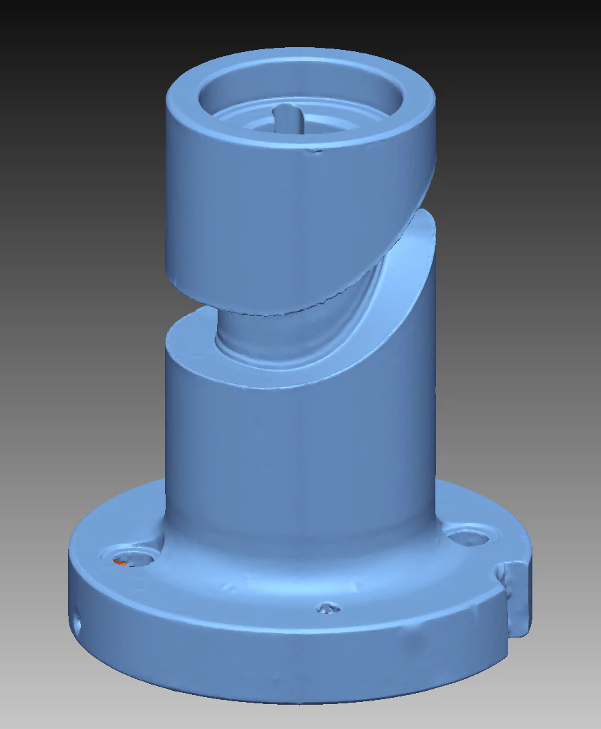Captured angled mount and reconstructed CAD