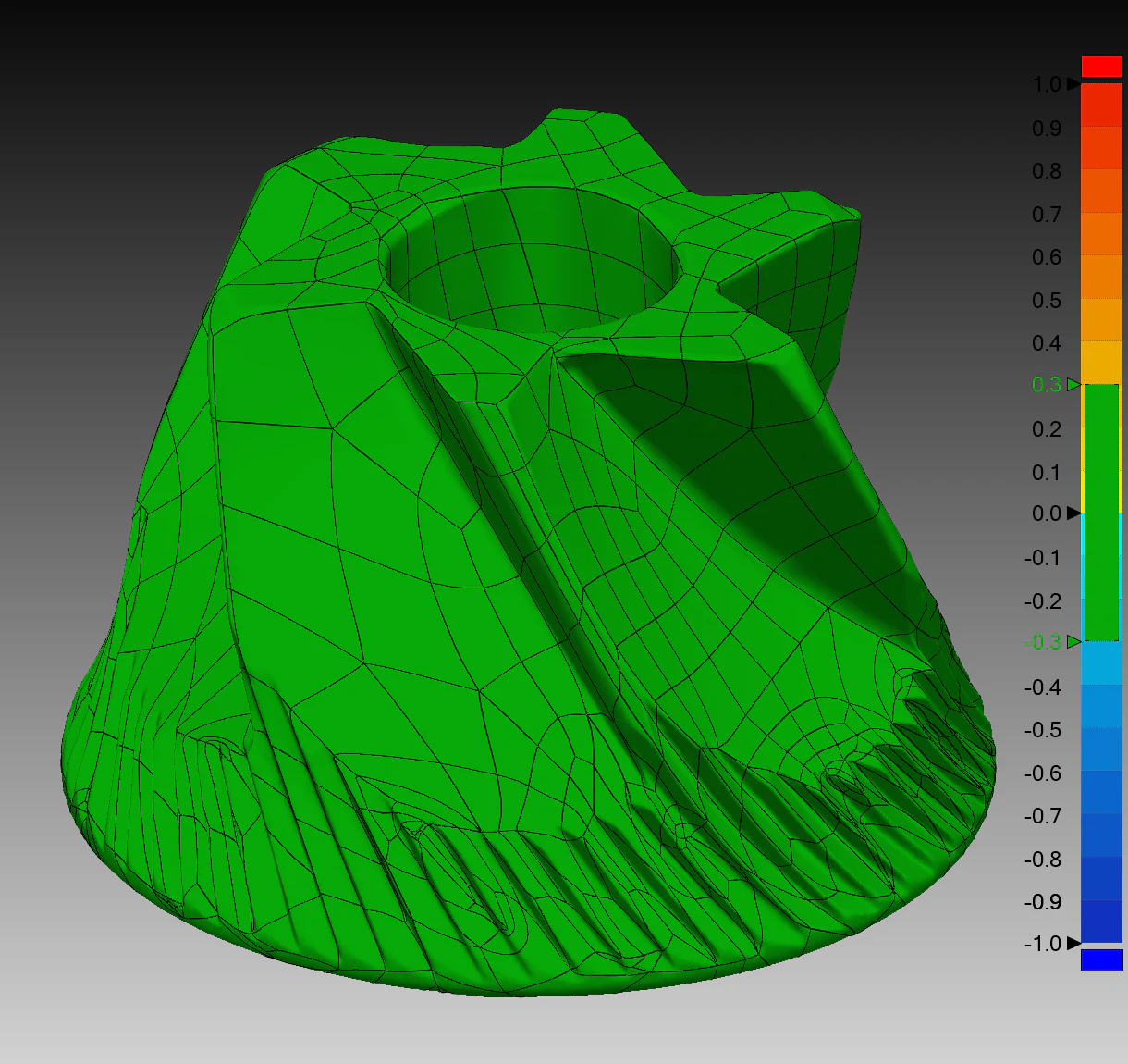 Freeform ribbed component deviation comparison